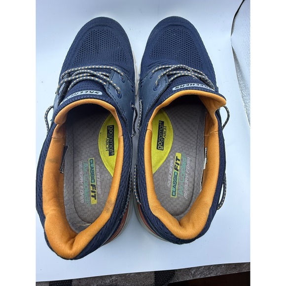 Skechers Other - Skechers Slip Ins Mens Size 9.5 Navy Blue Mesh Boat  Wide Fit Goga Mat Arch